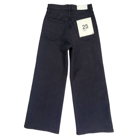 RE/DONE Black High Rise Wide Leg Cropped Jeans Women's Sz 25 NWT