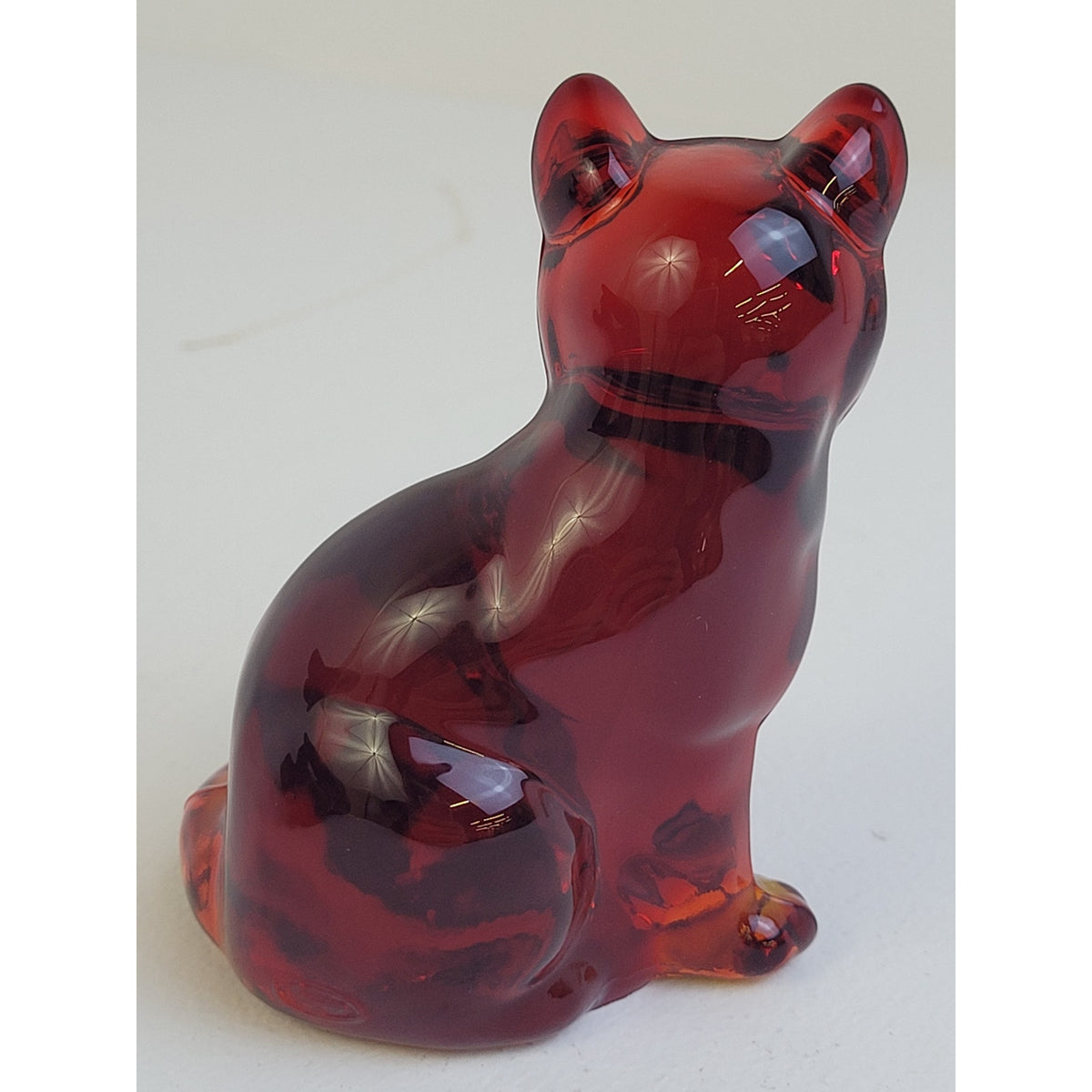 Vintage Fenton Glass Amberina Ruby Red Sitting Cat Kitten Figurine
