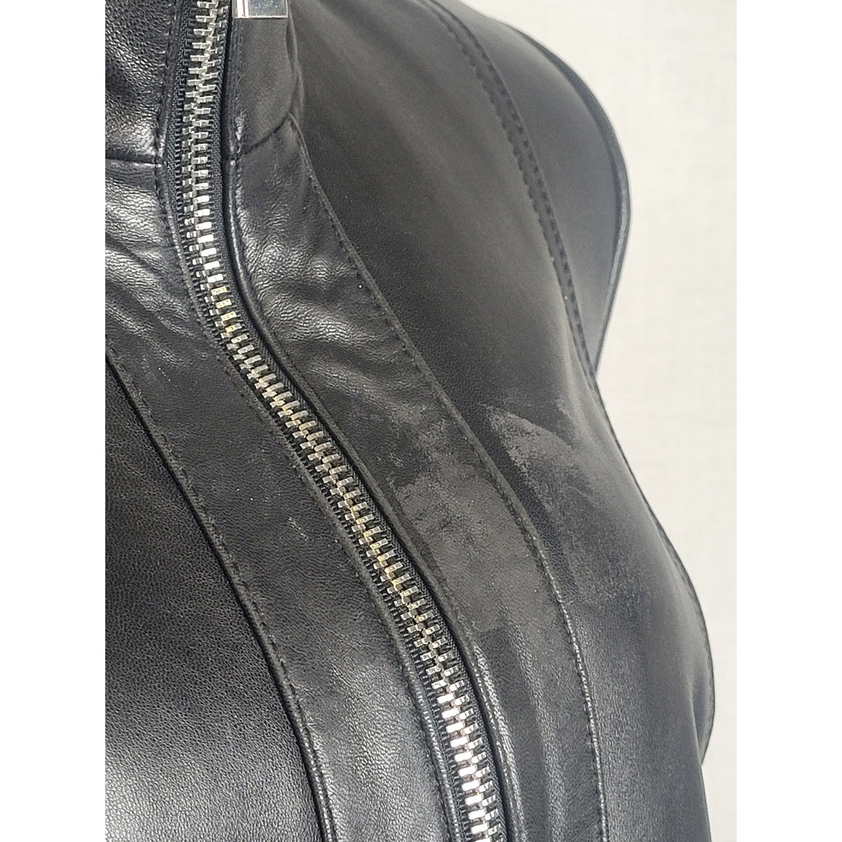 Michael Kors Black Leather Zip-up Scuba Jacket Women's Sz M