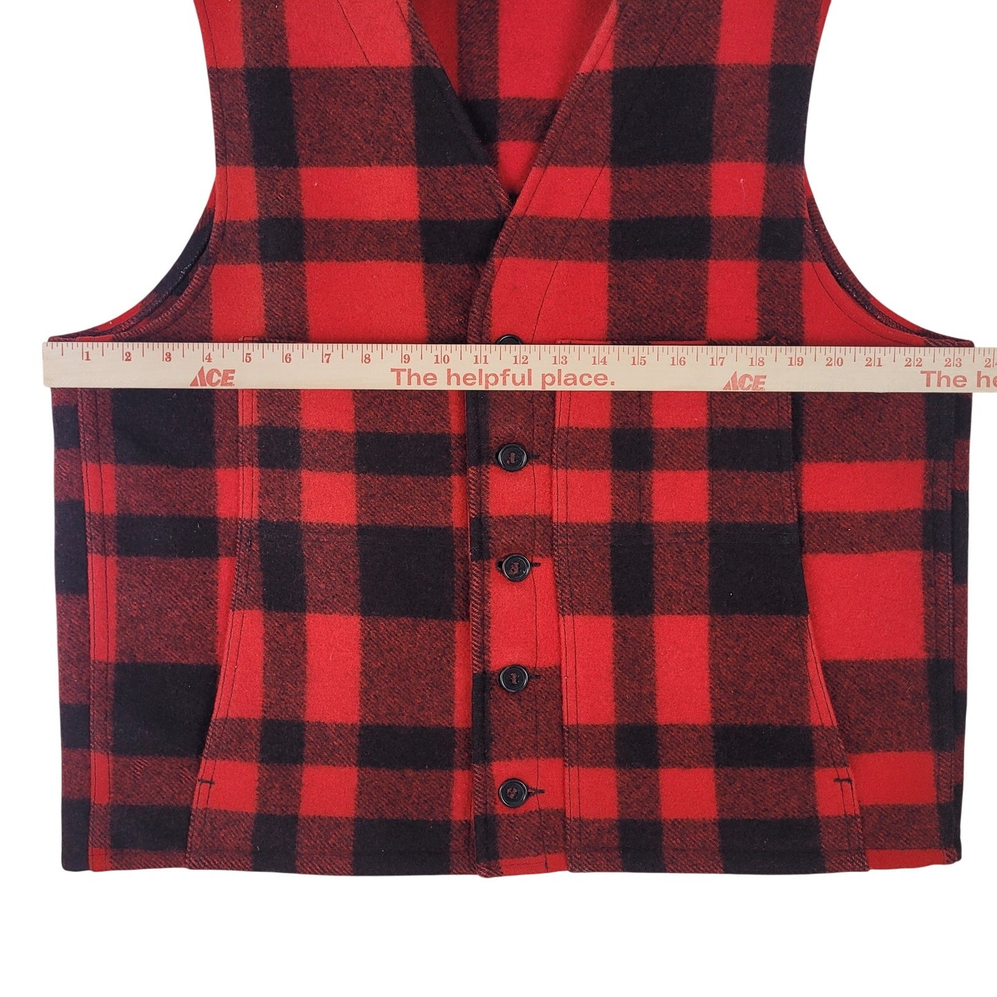 Filson Wool Mackinaw Vest Buffalo Plaid Red & Black | Men's Sz L/XL
