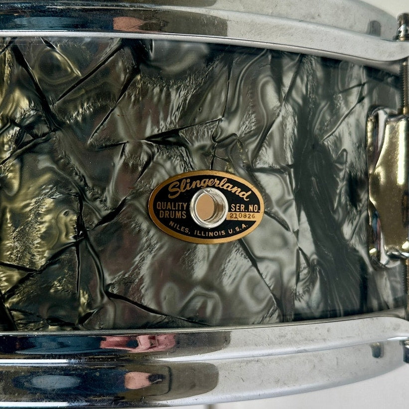 Vintage 1960s Slingerland 14" Black Diamond Pearl Snare Drum