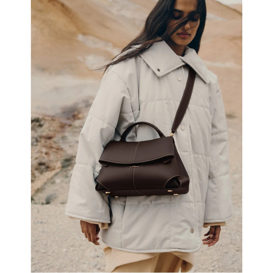 Fake Polene Mokki Bag Textured Ebony Leather Contrast Stitching NWT