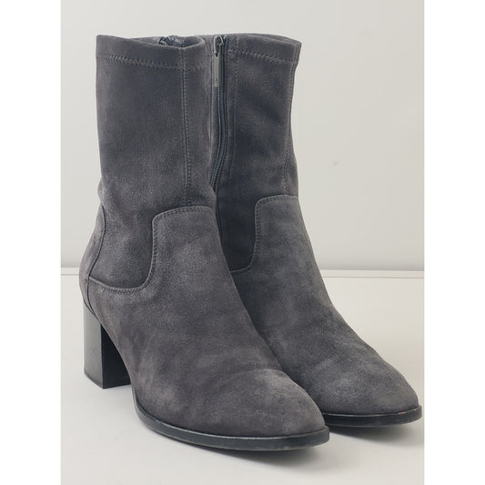 AQUATILIA Grey Suede Side Zip Heeled Boots Sz 9