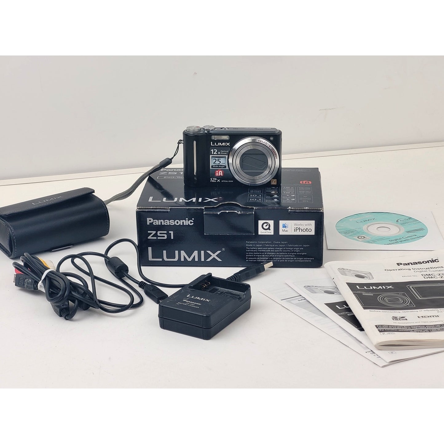 Black Panasonic Lumix DMC-ZS1 Digital Camera in Original Box