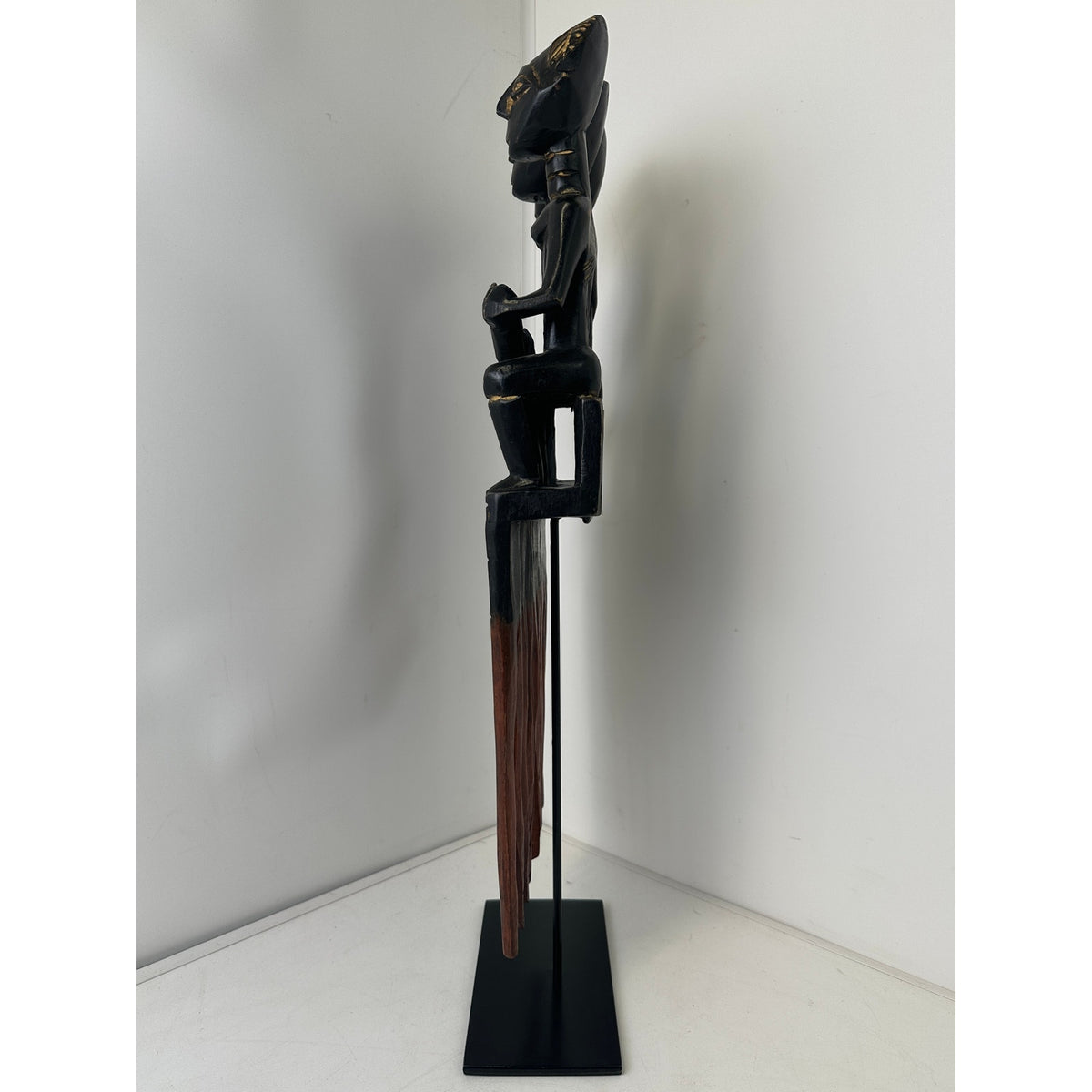 Hand-Carved Wood Triple Ashanti Prestige Comb on Stand