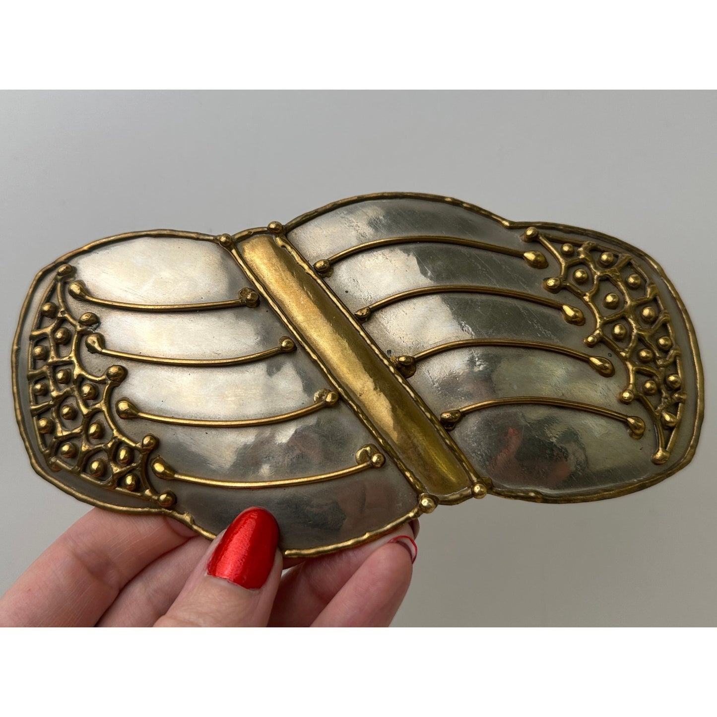 Vintage 70s Mixed-Metal Abstract Belt Buckle