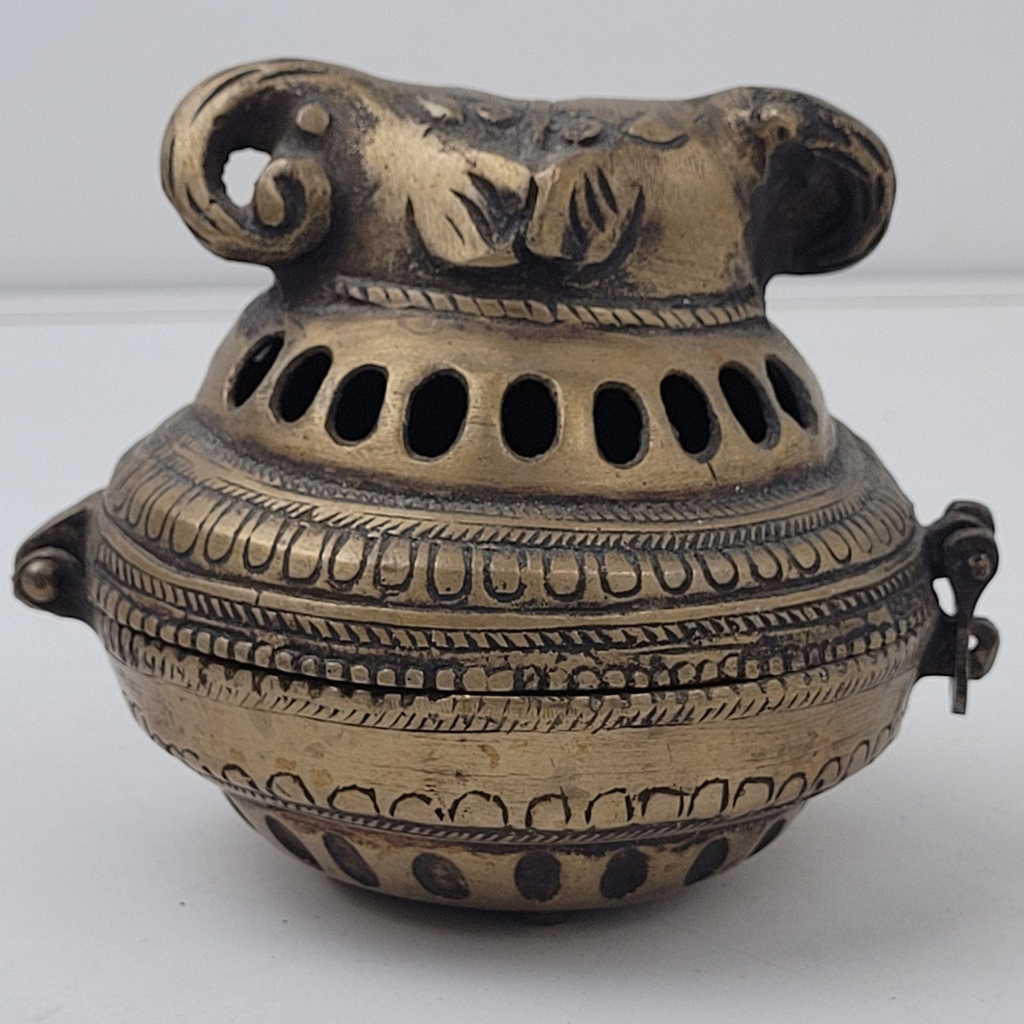 Vintage Heavy Cast Brass Incense Burner
