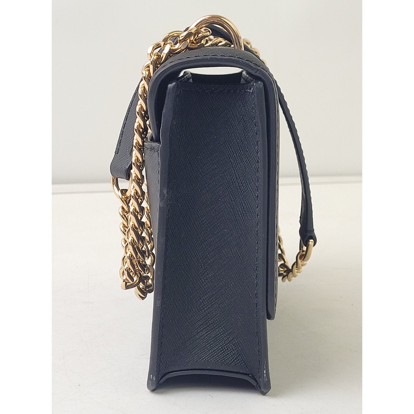 Tory Burch Emerson Flap Black Shoulder Crossbody Bag Gold Tone Hardware