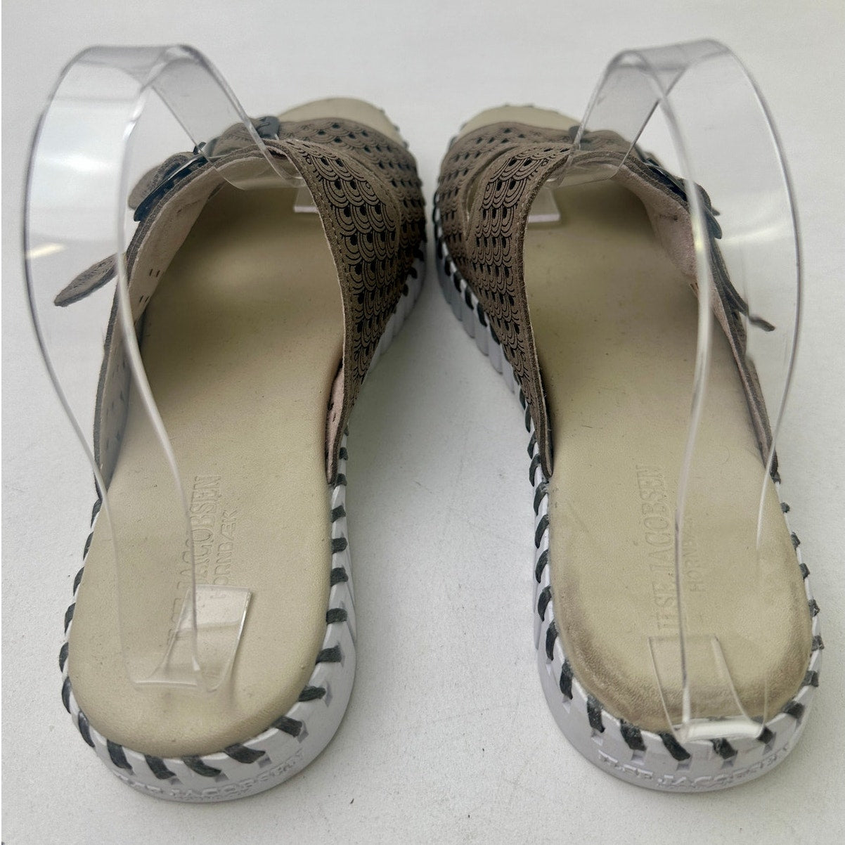 Ilse Jacobsen Tulip 1176 Falcon / Tan Double Buckle Slide Sandals Women's Sz 39 EUC