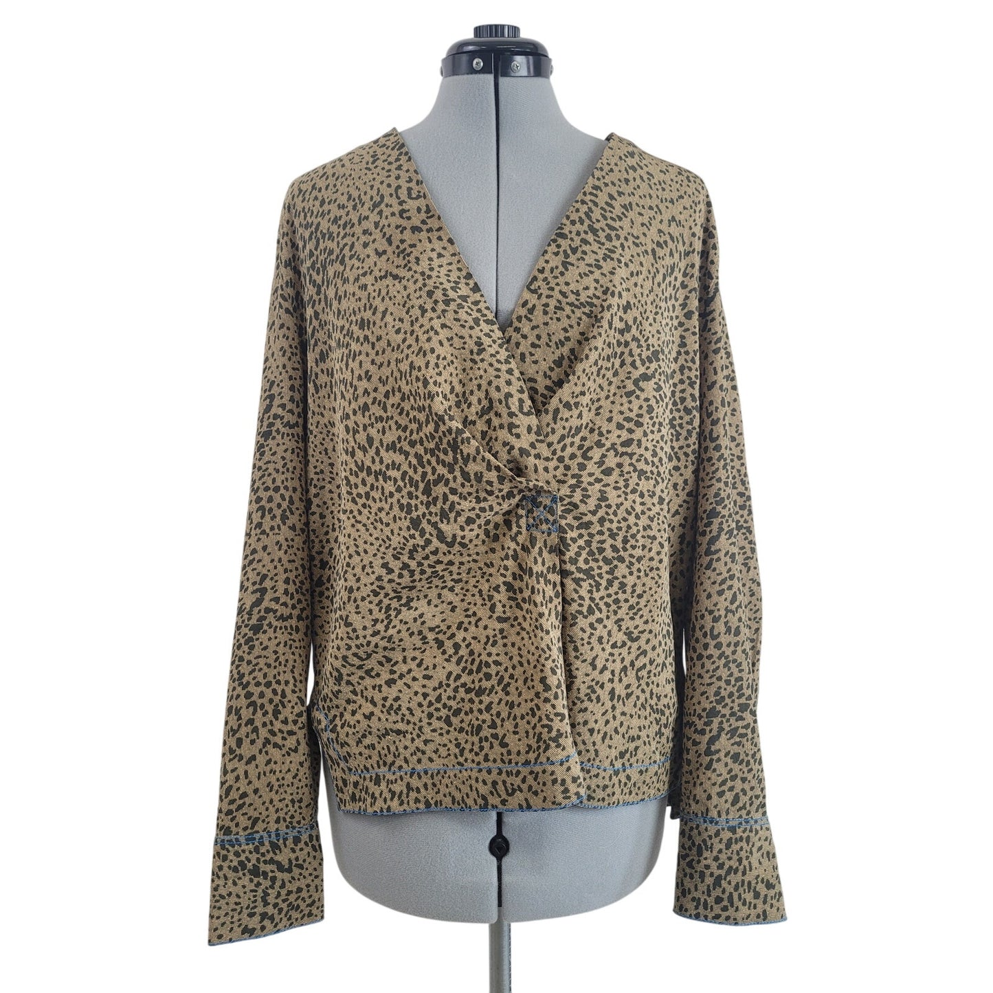 Rag & Bone Leopard Print Silk Blouse Sz L