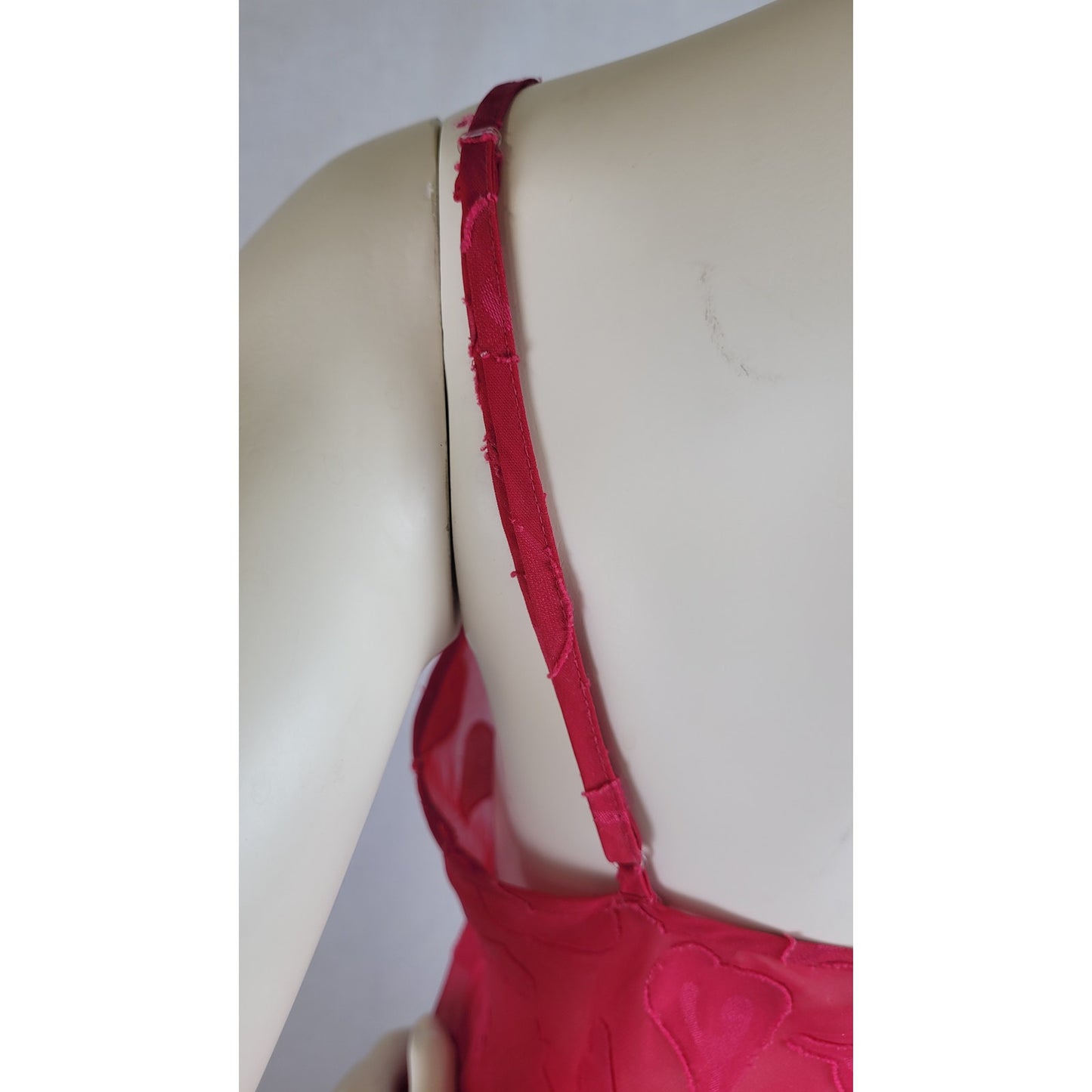 Vintage Y2K Victoria's Secret Long Pink Heart Print Sheer Slip Dress Lingerie Sz M