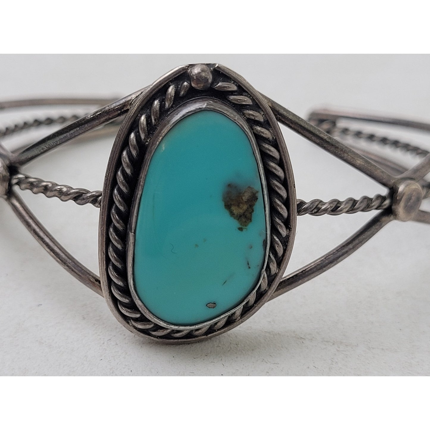 Vintage Sterling Silver Turquoise Cuff Bracelet Made in Mexico