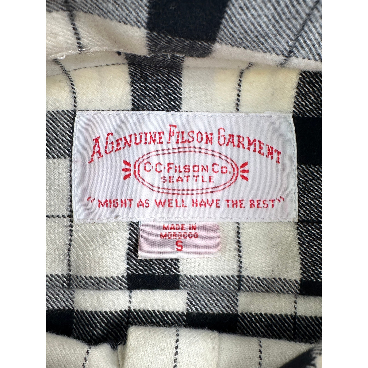 Filson Cream & Black Plaid Alaskan Guide Flannel Shirt Women's Sz S