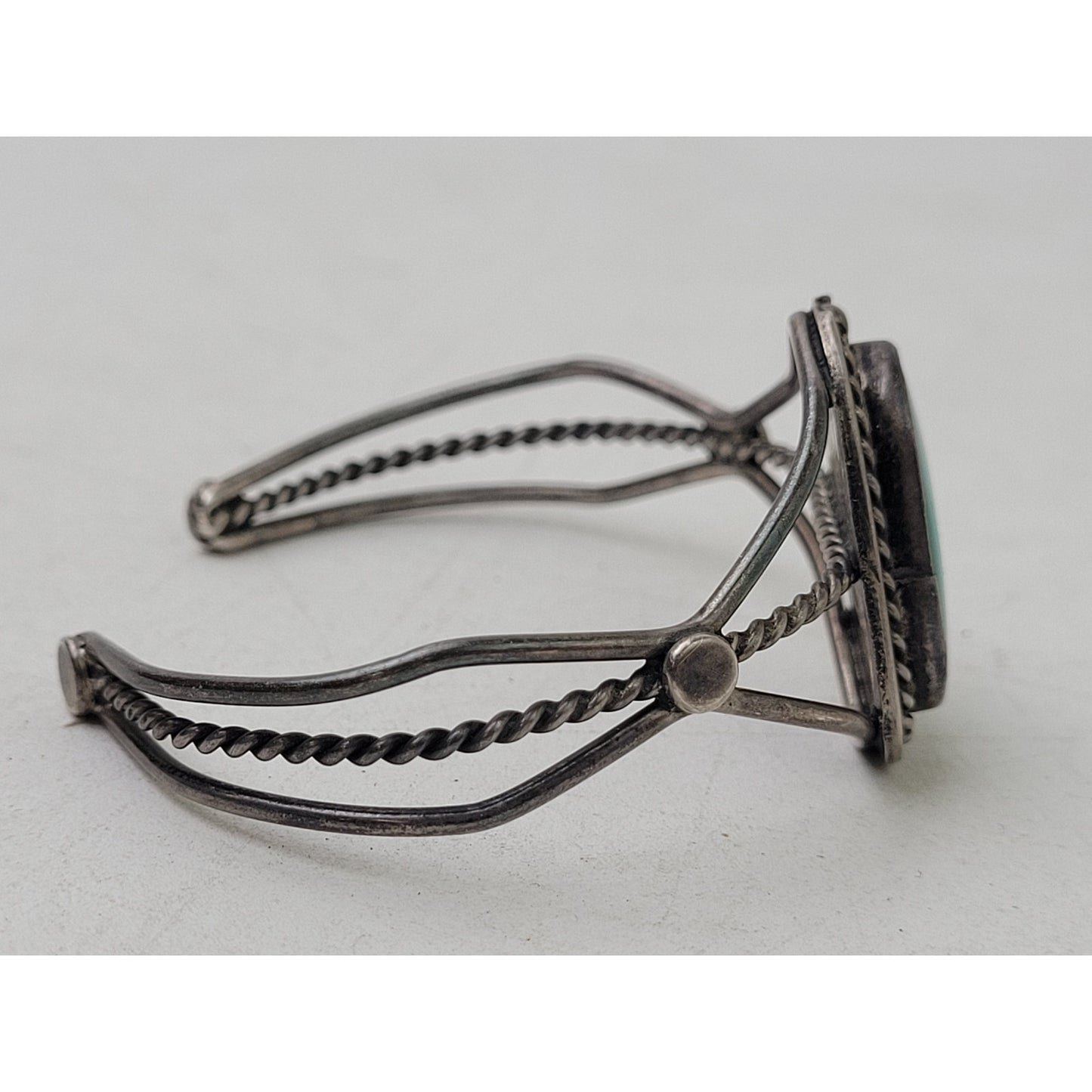 Vintage Sterling Silver Turquoise Cuff Bracelet Made in Mexico