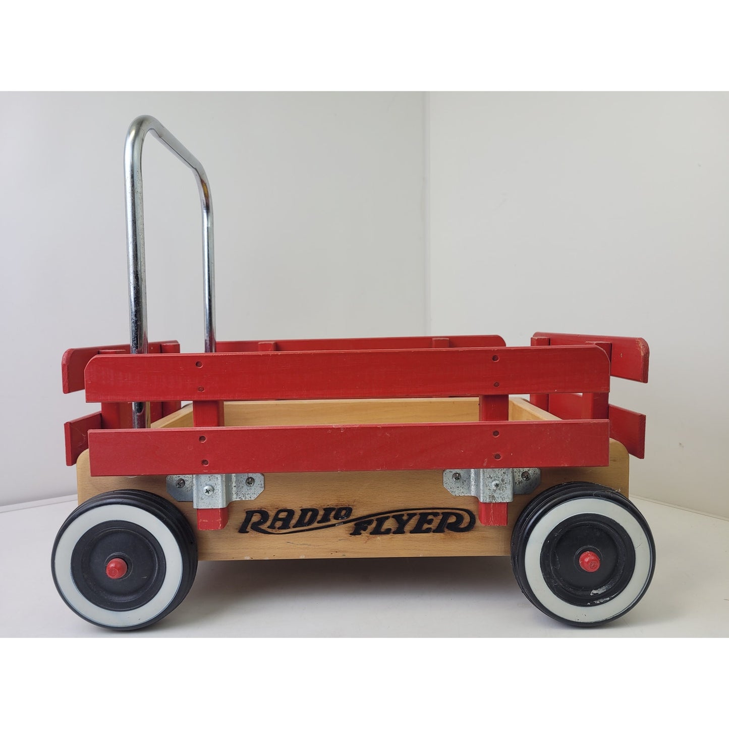 Vintage Radio Flyer Wagon Wooden Sides & Rails Metal Handle
