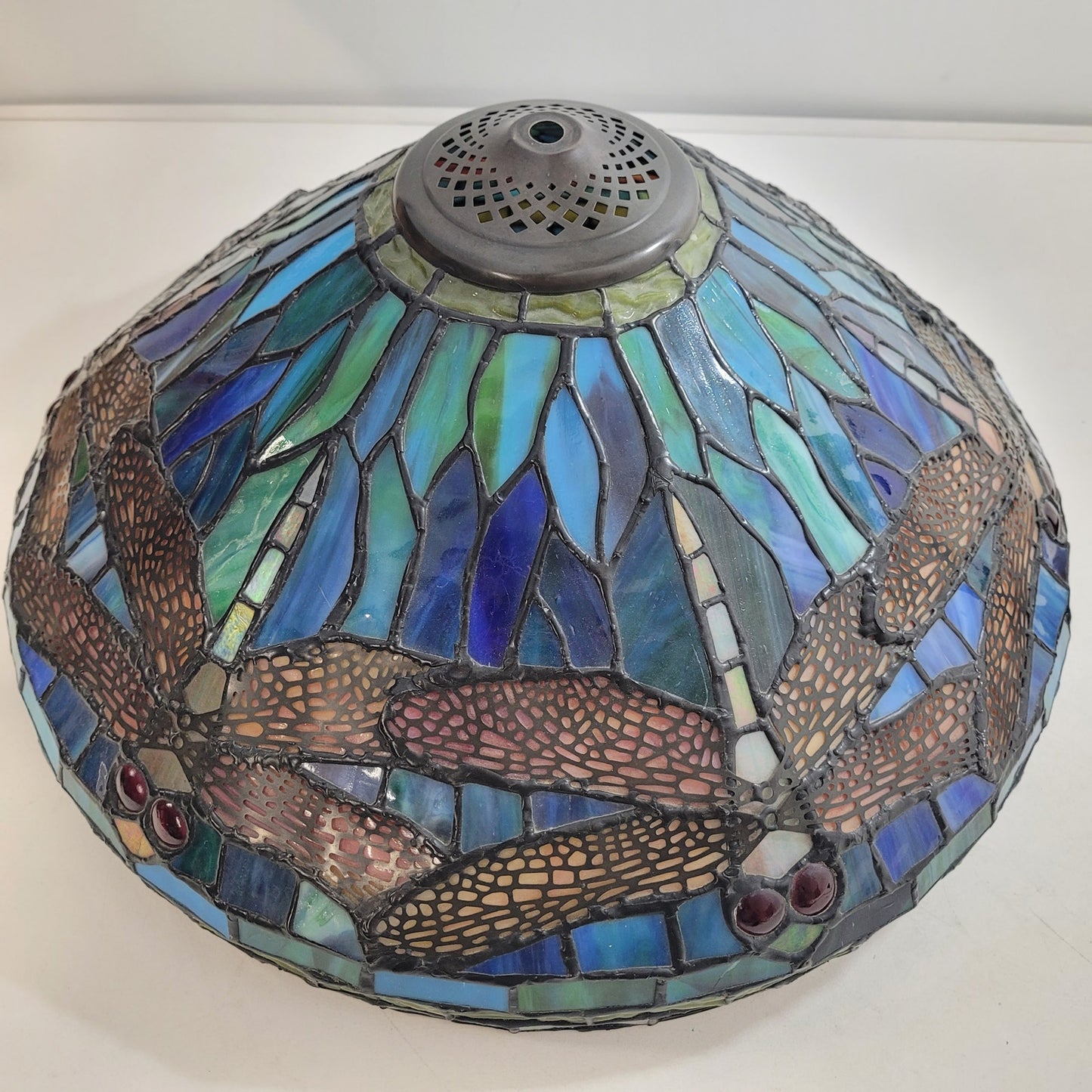 Dale Tiffany Colorful Dragonfly Stained Glass Table Lamp 22" H x 16" W