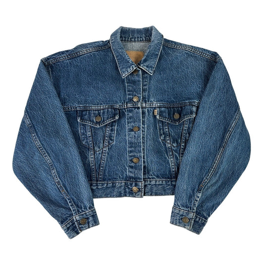 Vintage Levi's Orange Tab Cropped Medium Wash Denim Trucker Jacket Women's Sz L