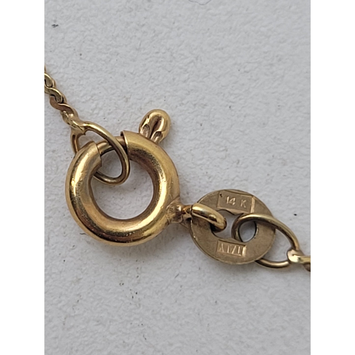 14K Yellow Gold Jade & Diamond Pendant on Flat Twisted Cable Chain Necklace