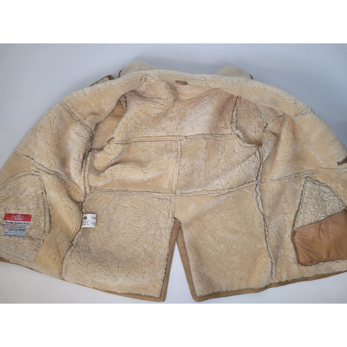 VTG 1970s Knight Tailors Ltd. Light Brown Suede Shearling Coat Men's Sz 46