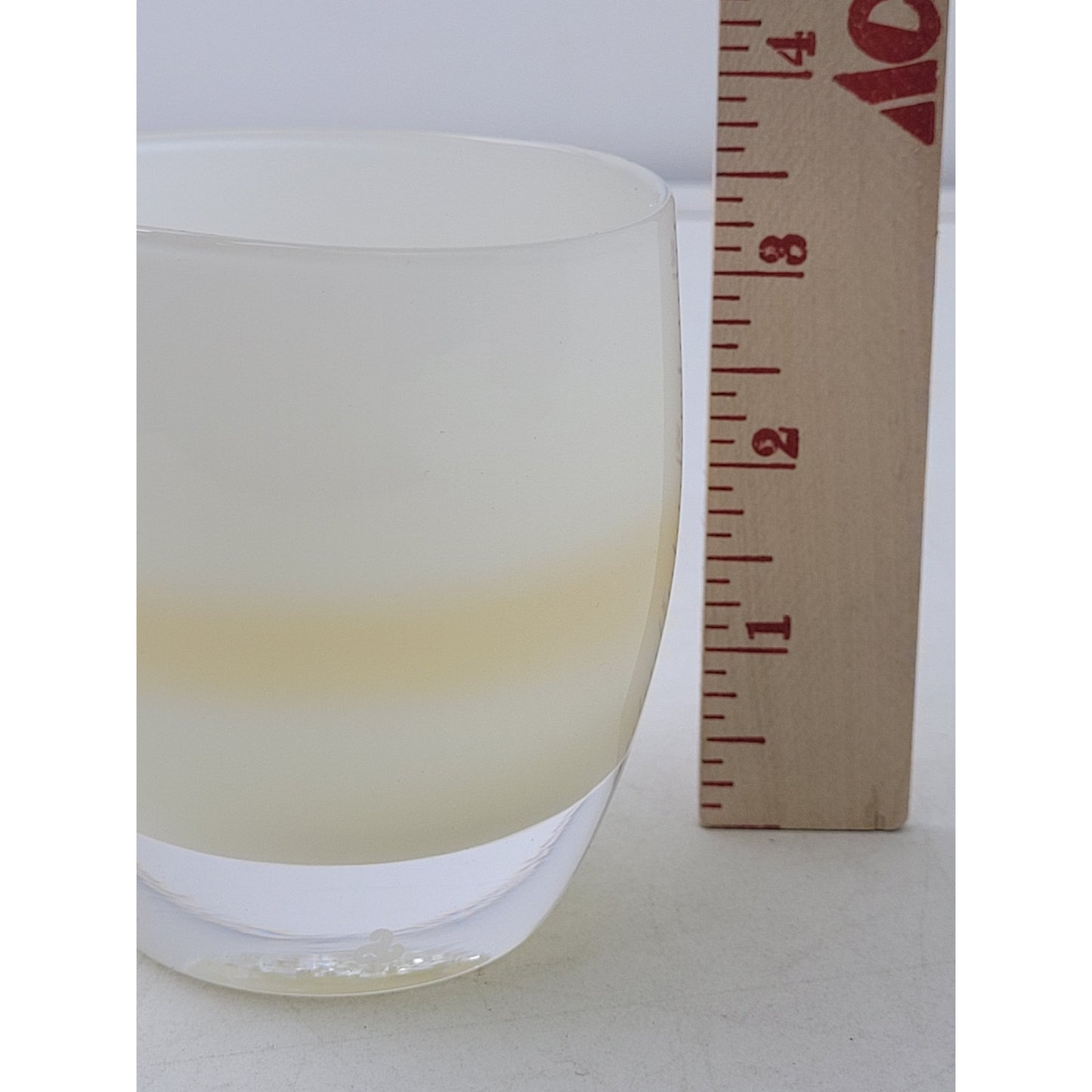 glassybaby White & Toffee Swirl Handblown Glass Votive Candle Holder EUC