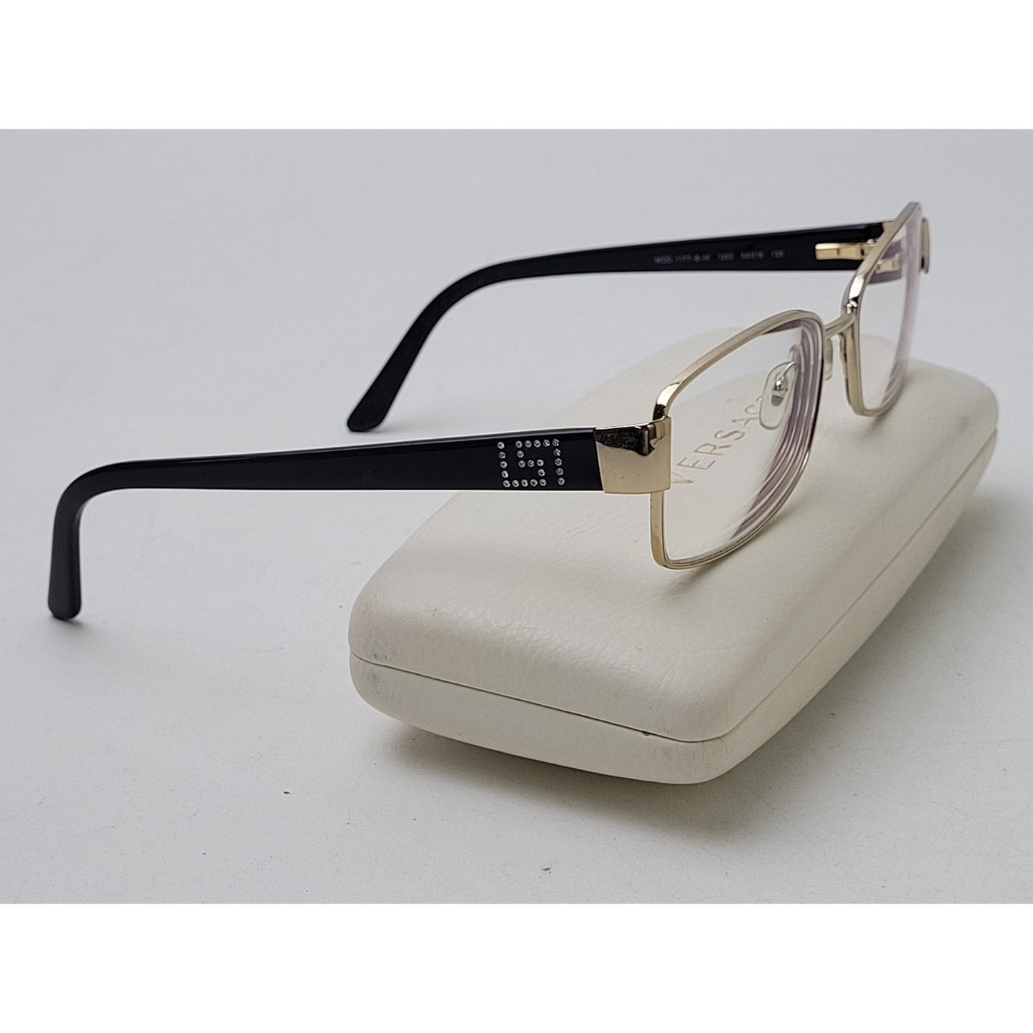 Versace 1177-B-M Gold-Tone Rectangular Eye Glasses Frames Rhinestones | Italy