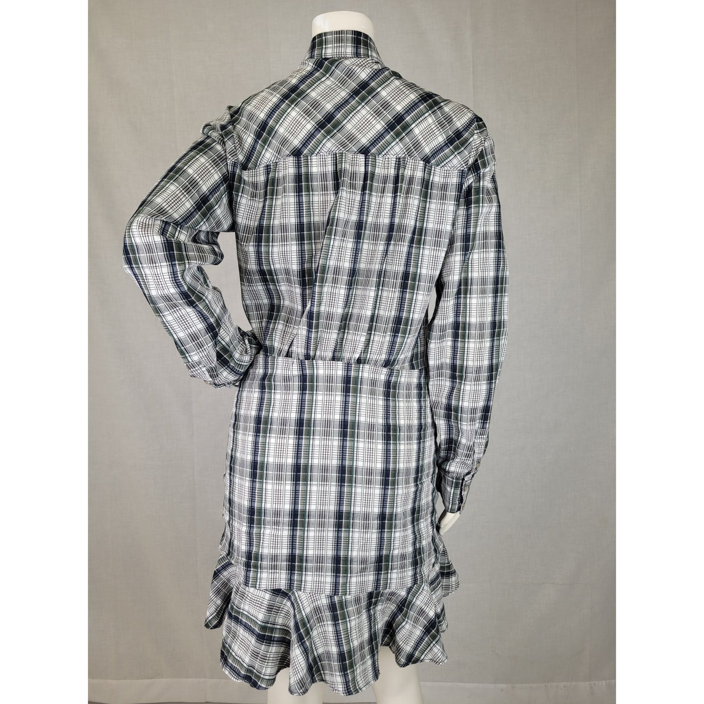 Veronica Beard Western Style Mini Dress Pearl Snap Buttons Plaid Women's Sz 6