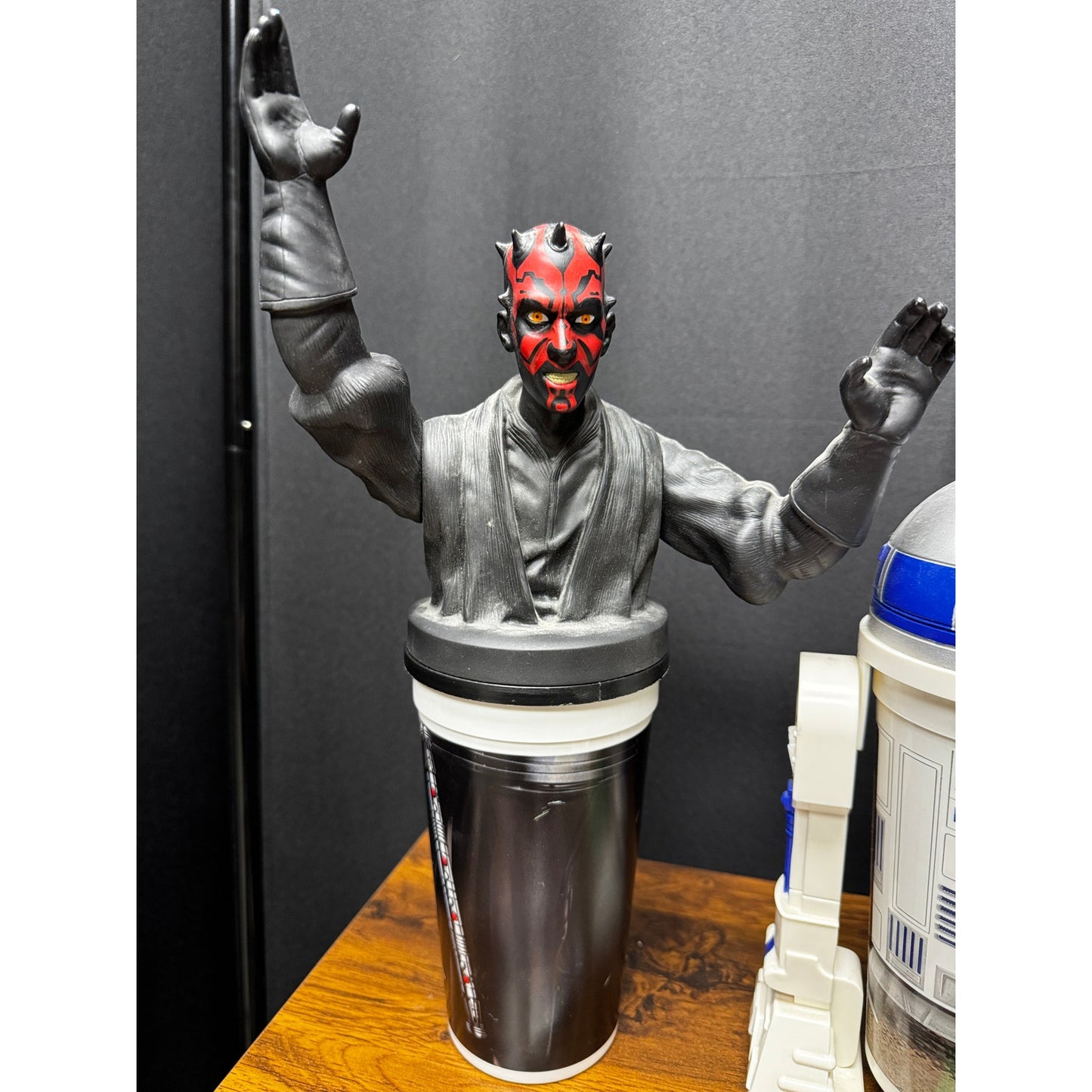 Lot of 1999 Star Wars Cups Yoda, Darth Maul, R2-D2 + Pez Dispenser & Stickers