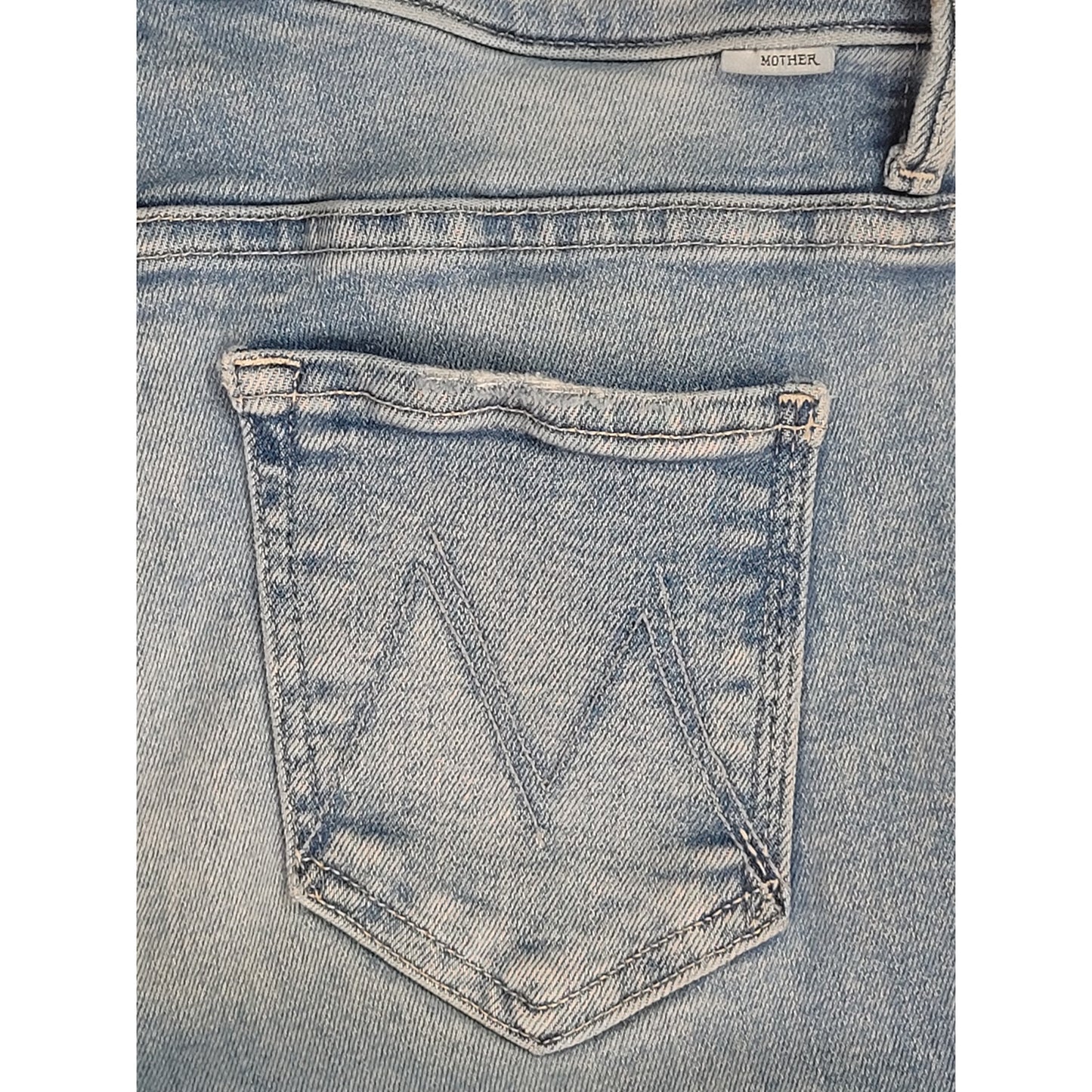Mother The Insider Crop Step Fray Flare Jeans Medium Wash Distressed Sz 29