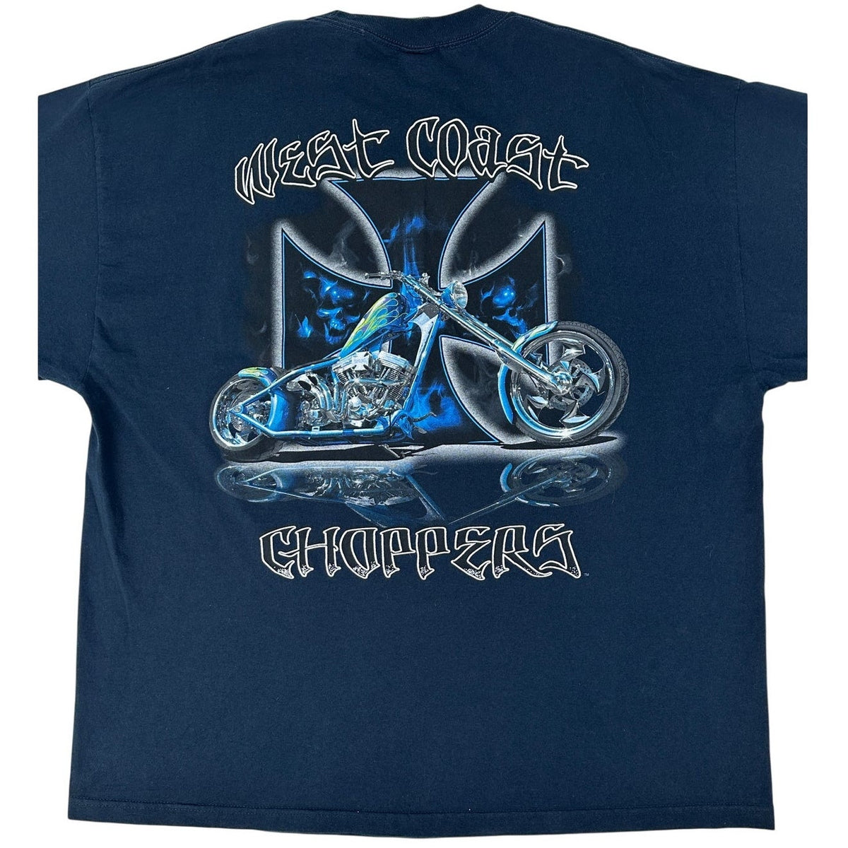 VTG West Coast Choppers Jesse Who? Blue Flame Motorcycle T-Shirt Men's Sz 3XL