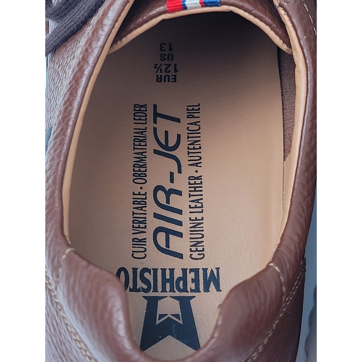 Mephisto Thomas Sneaker in Hazelnut w Textured Leather Upper Men's Sz 13