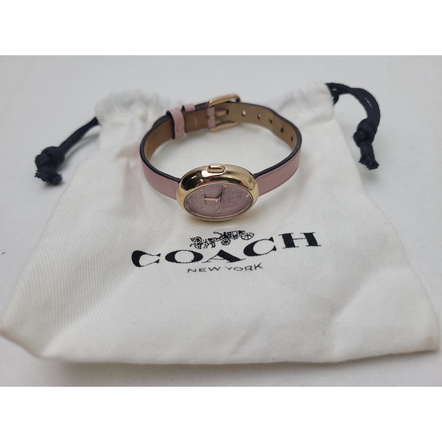 COACH Women's Blush Gold-Tone Sammy Leather Watch 22.5mm | Working