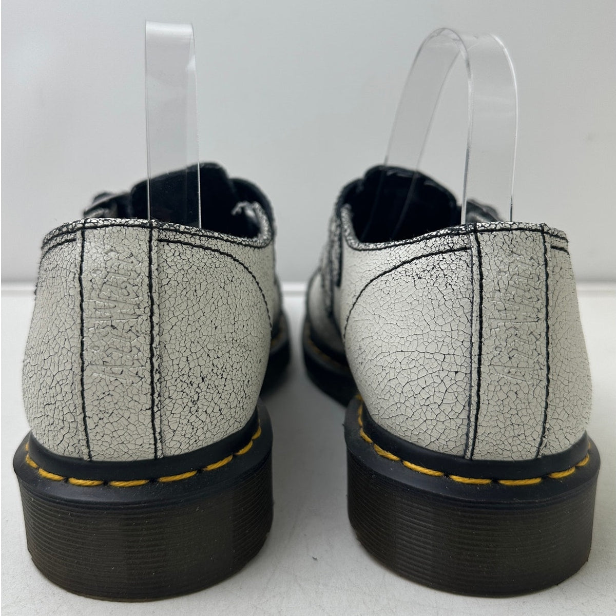 Dr. Martens Susy White Cracked Leather Double Strap Mary Jane Loafers Women's Sz 10