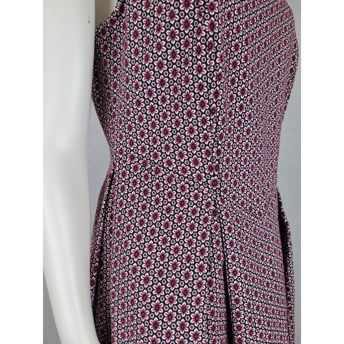 Max Studio A-Line Jacquard Design Summer Dress in Black & Mauve Sz M NWT