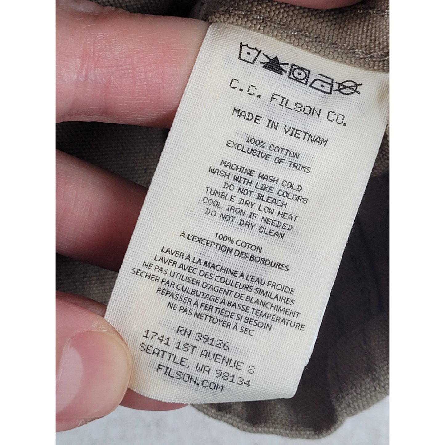 Filson Dry Tin Cruiser Jacket Chore Coat Khaki Canvas Men's Sz XL