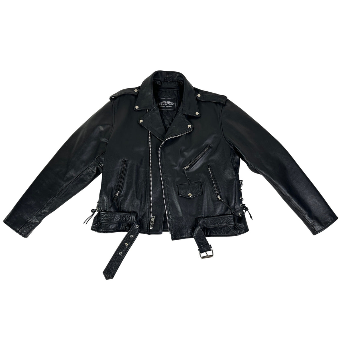UNIK Leather Apparels Black Biker Jacket Men's Sz 52 (3XL)