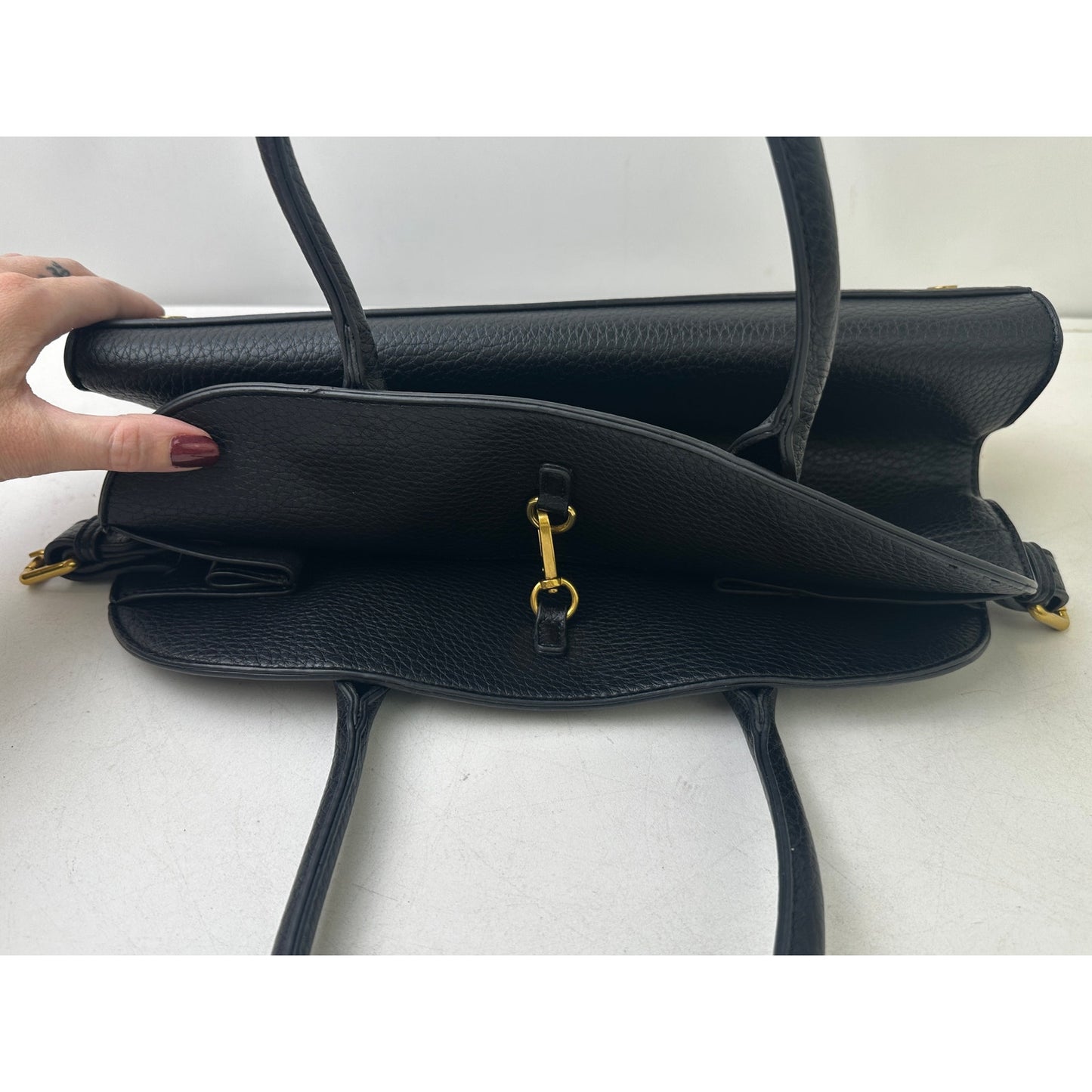 Miztique Black Pebbled Vegan Leather Satchel Tote Bag