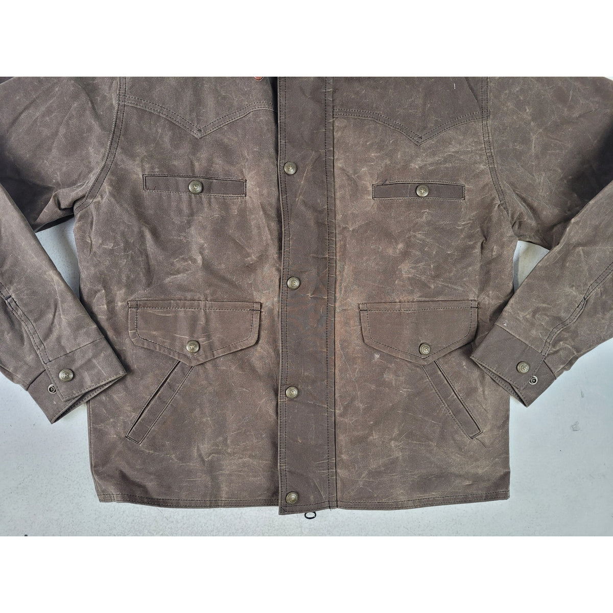 Schaefer Outfitter Western Jacket Brown Waxed Canvas Leather Collar Men's Sz S