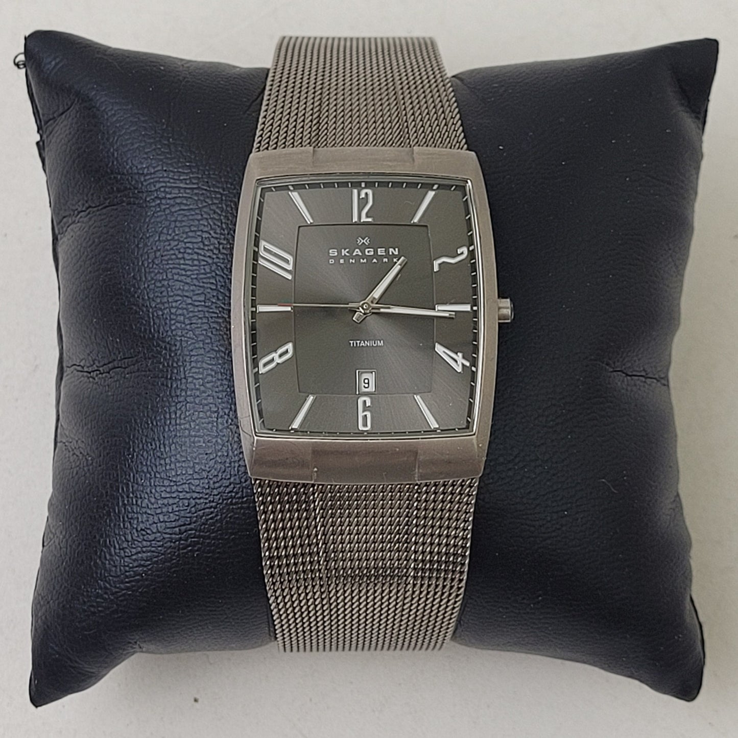Skagen Denmark 851LTTM Men's Titanium Rectangular Watch Adjustable Mesh Band