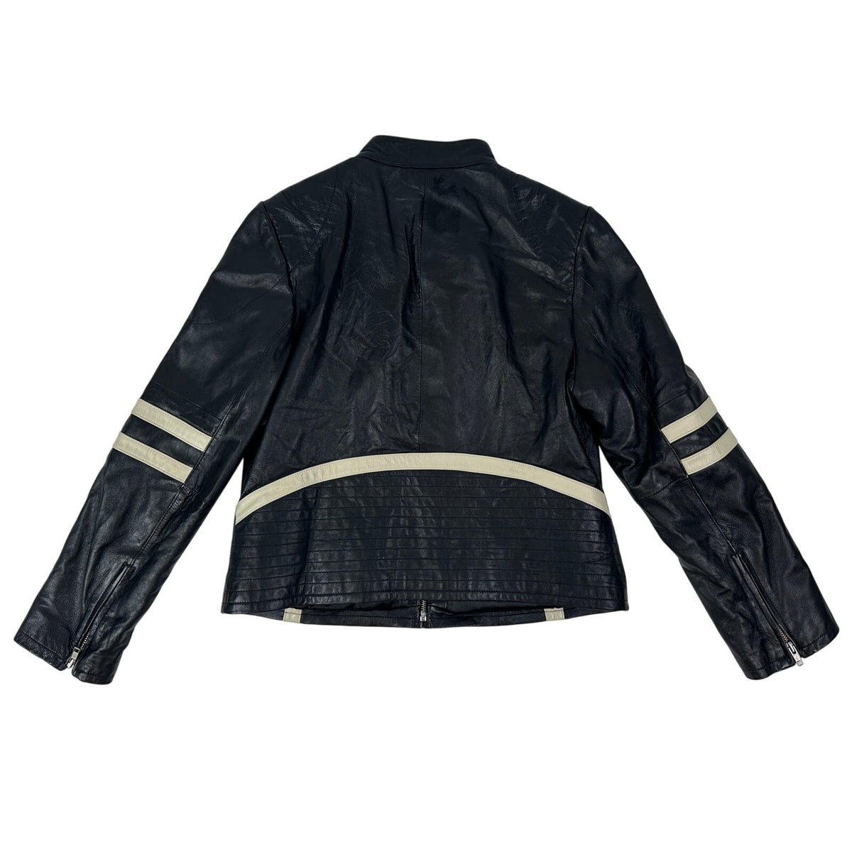 Wilsons Leather Black Maxima Cafe Racer Motorcycle Jacket Women's Sz L