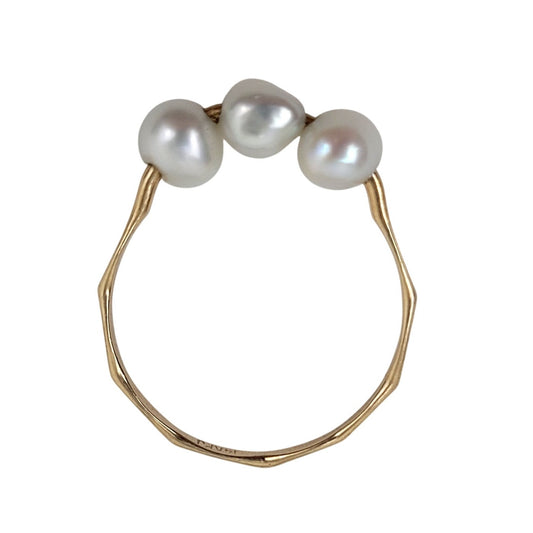 14K Yellow Gold Freshwater Pearl Ring Sz 5.5