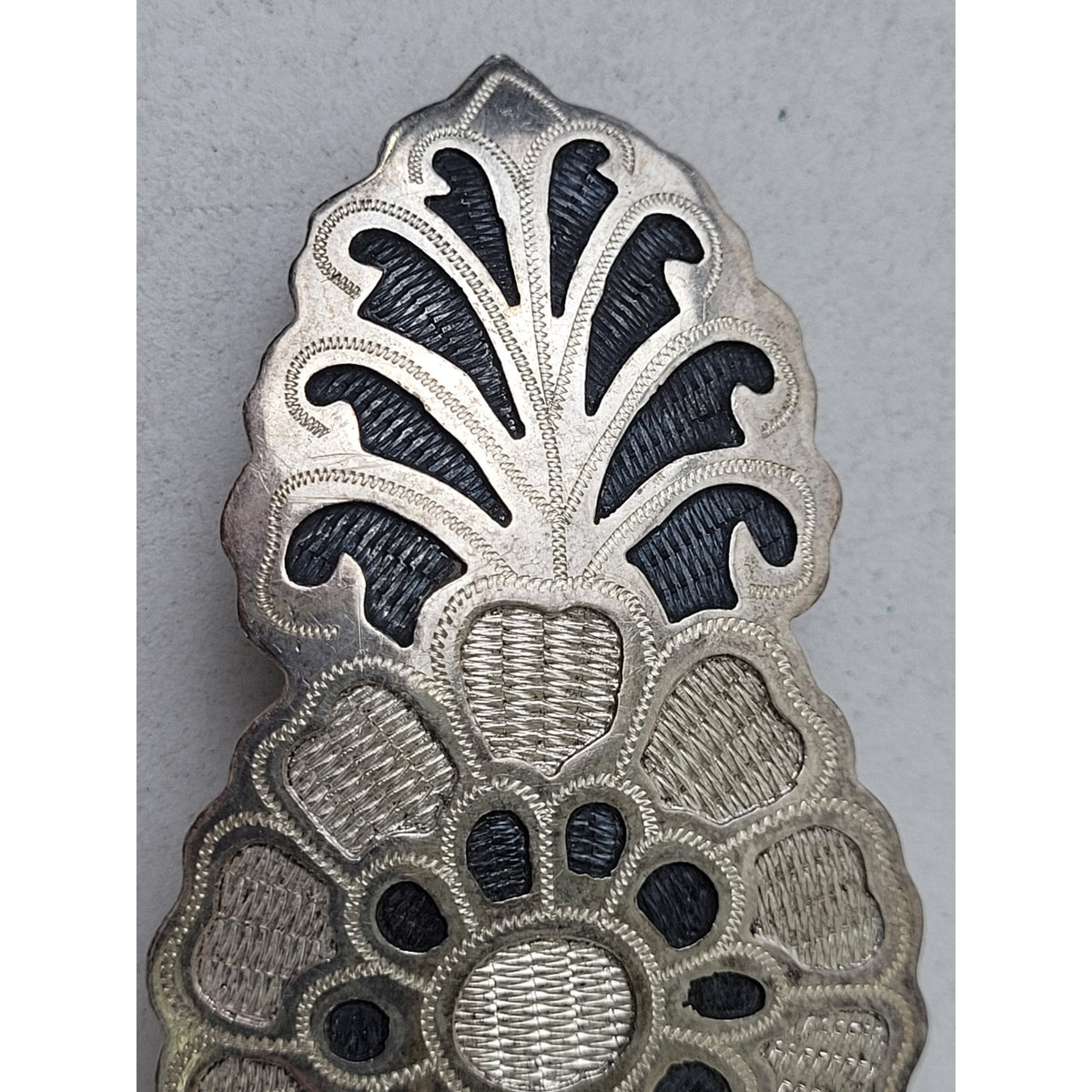Vintage Indonesian Sterling Silver Barrette Floral Motif | 3.75" Wide