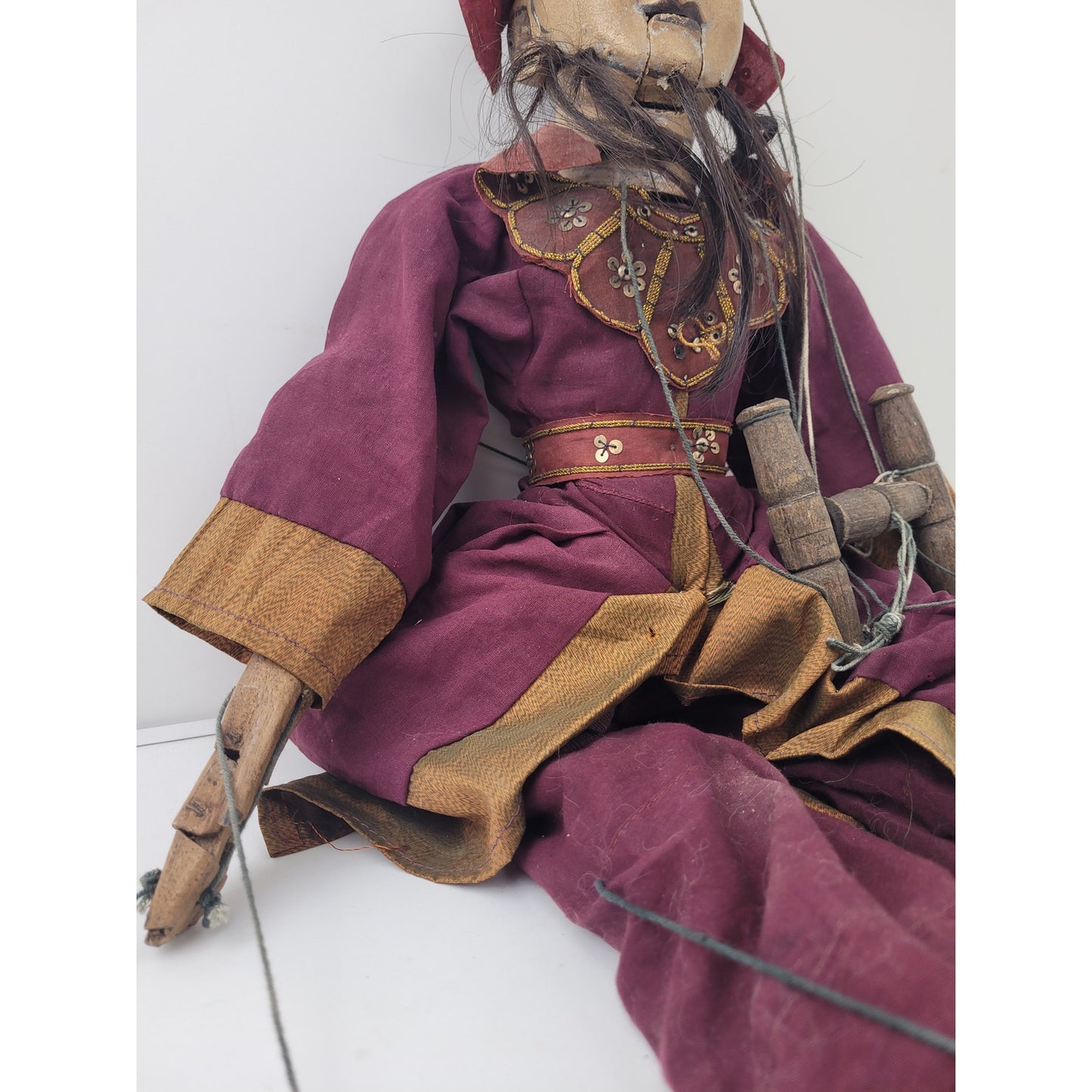 Antique Burmese Tai Hand-Carved Marionette String Puppet