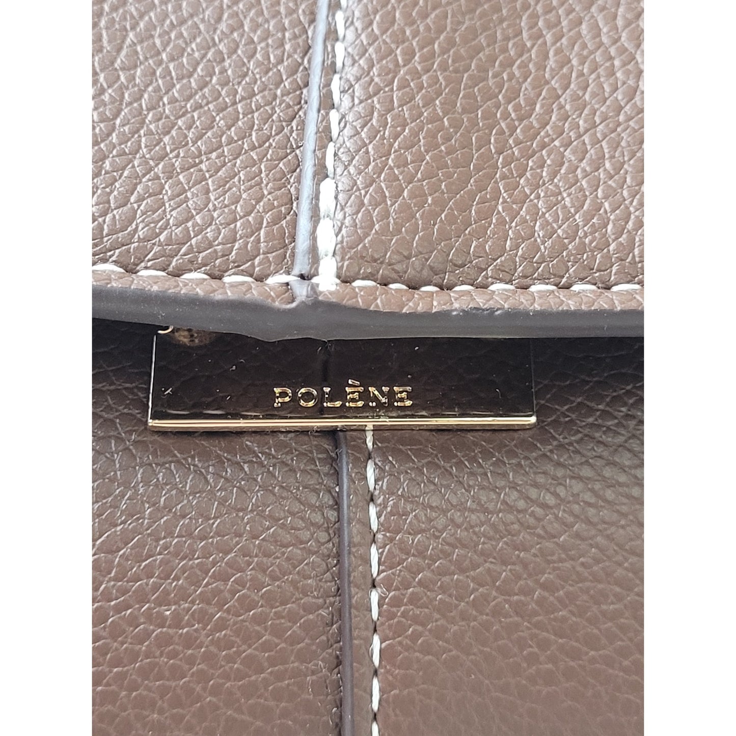 Fake Polene Mokki Bag Textured Ebony Leather Contrast Stitching NWT