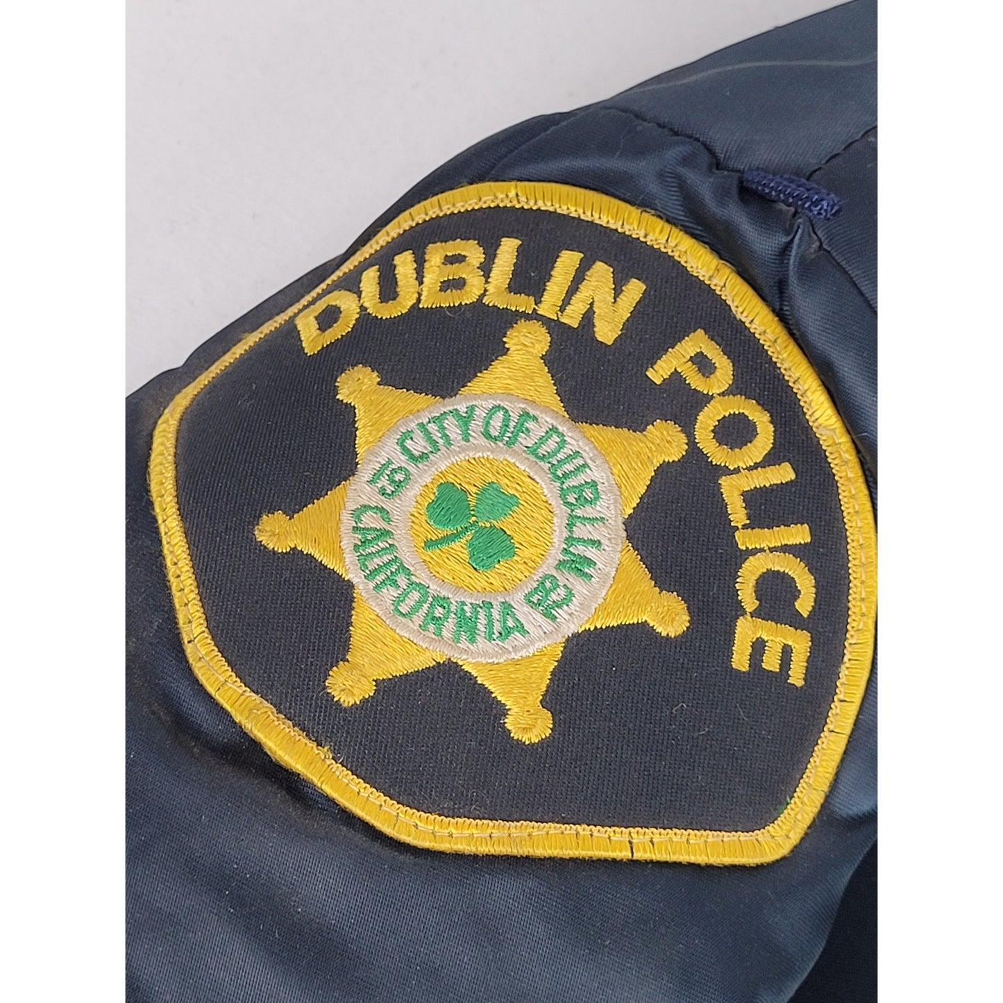 Vintage 1970s Police Jacket Dublin California Navy Blue Sherpa Collar Sz 42