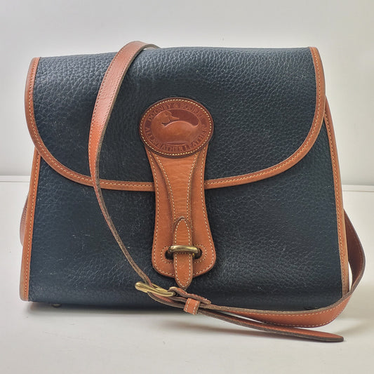 Vintage Dooney & Bourke Essex Bag All-Weather Leather Black & Brown Medium Purse