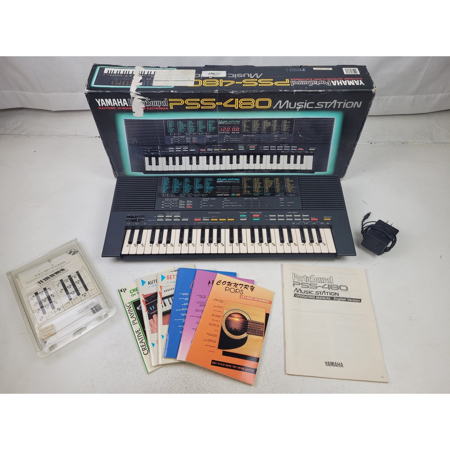 VTG 1988 Yamaha PortaSound PSS-480 Electronic Keyboard in Box w Music | Working