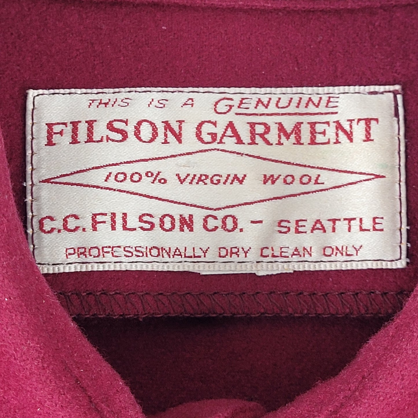 VTG Filson Mackinaw Wool Heavy Wool Shirt Jacket Red Made in USA Men's Sz L