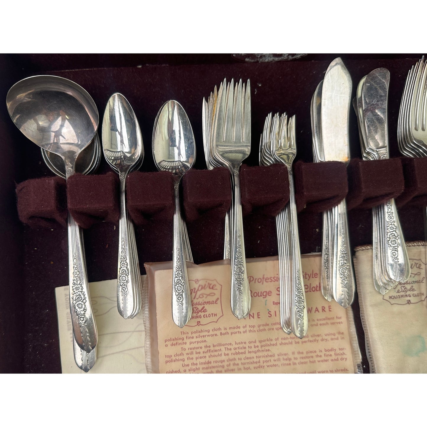 85-Piece Oneida Nobility Plate "Royal Rose" Silverware Set with Wood Chest