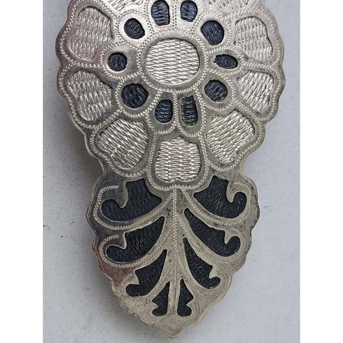 Vintage Indonesian Sterling Silver Barrette Floral Motif | 3.75" Wide