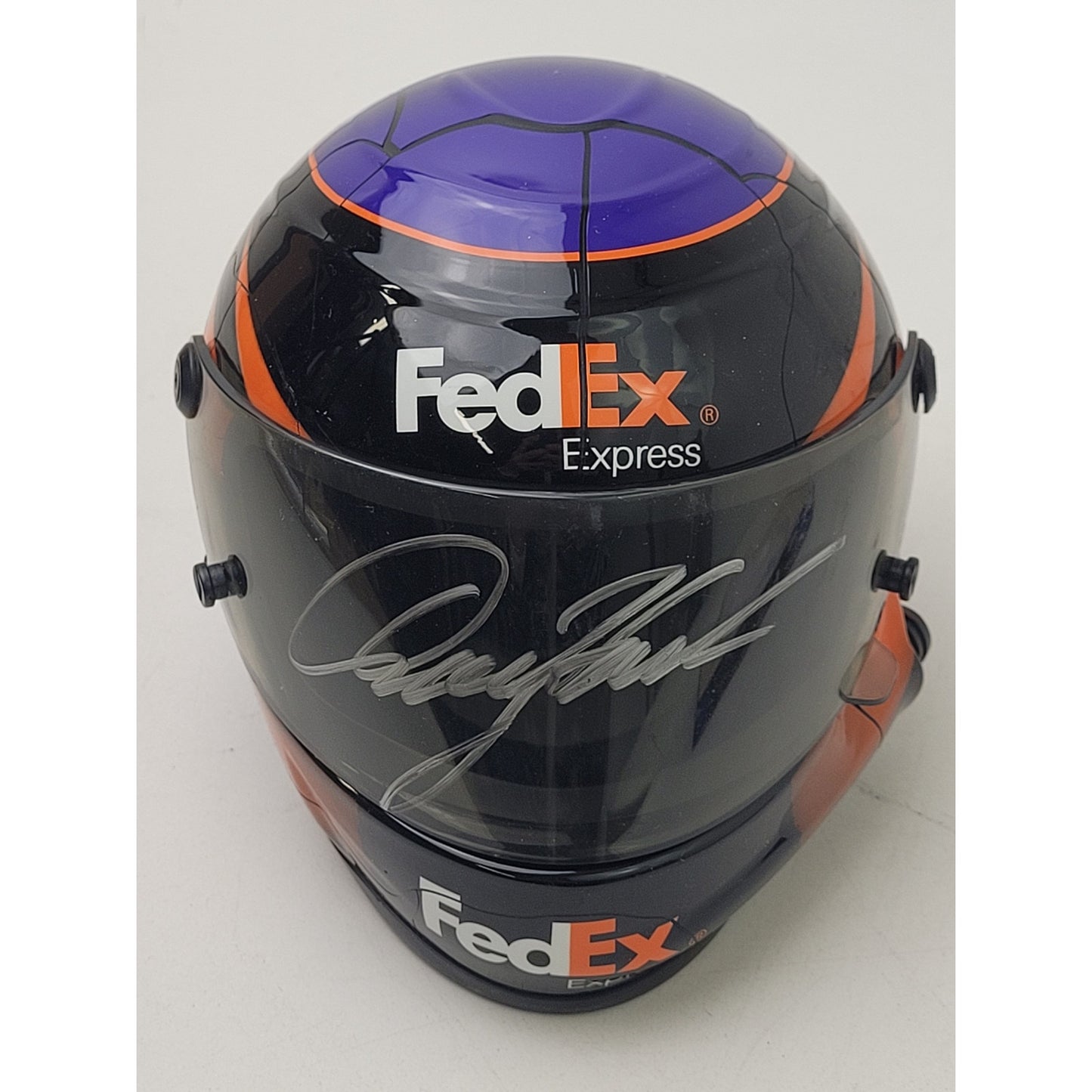 Denny Hamlin Signed FedEx NASCAR Replica Mini Helmet